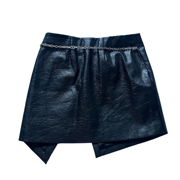 Manière de Voir Black Wrap Skirt w/ Silver Chain Belt | Size US 8, NWT - Picture 2 of 10